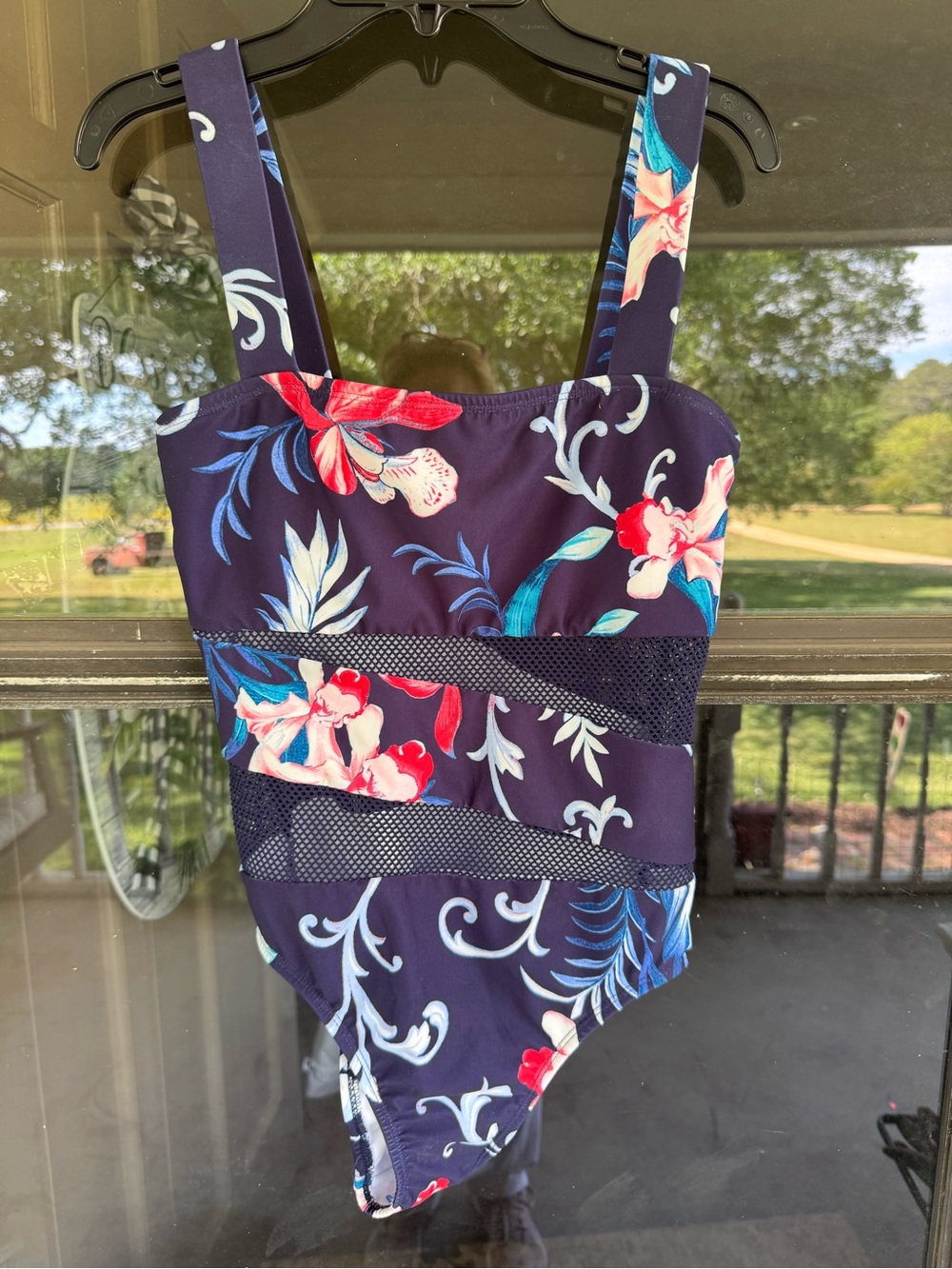 Girls Navy Floral One-Piece Swimsuit